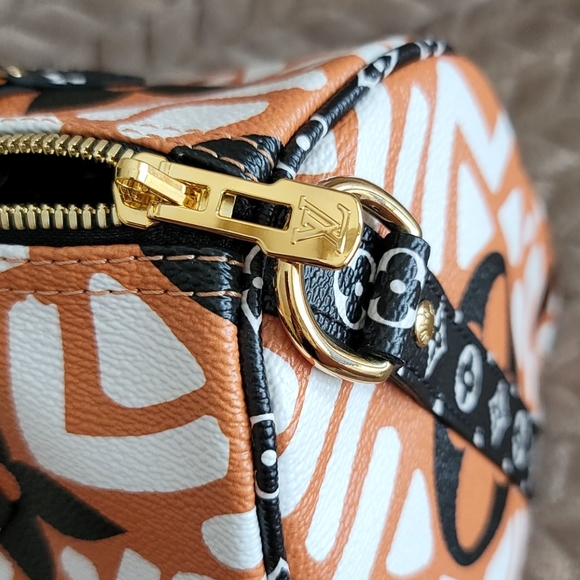 LOUIS VUITTON Crafty Speedy 25 Bandoulière Caramel Black Giant Monogram Bag New - Picture 15 of 17
